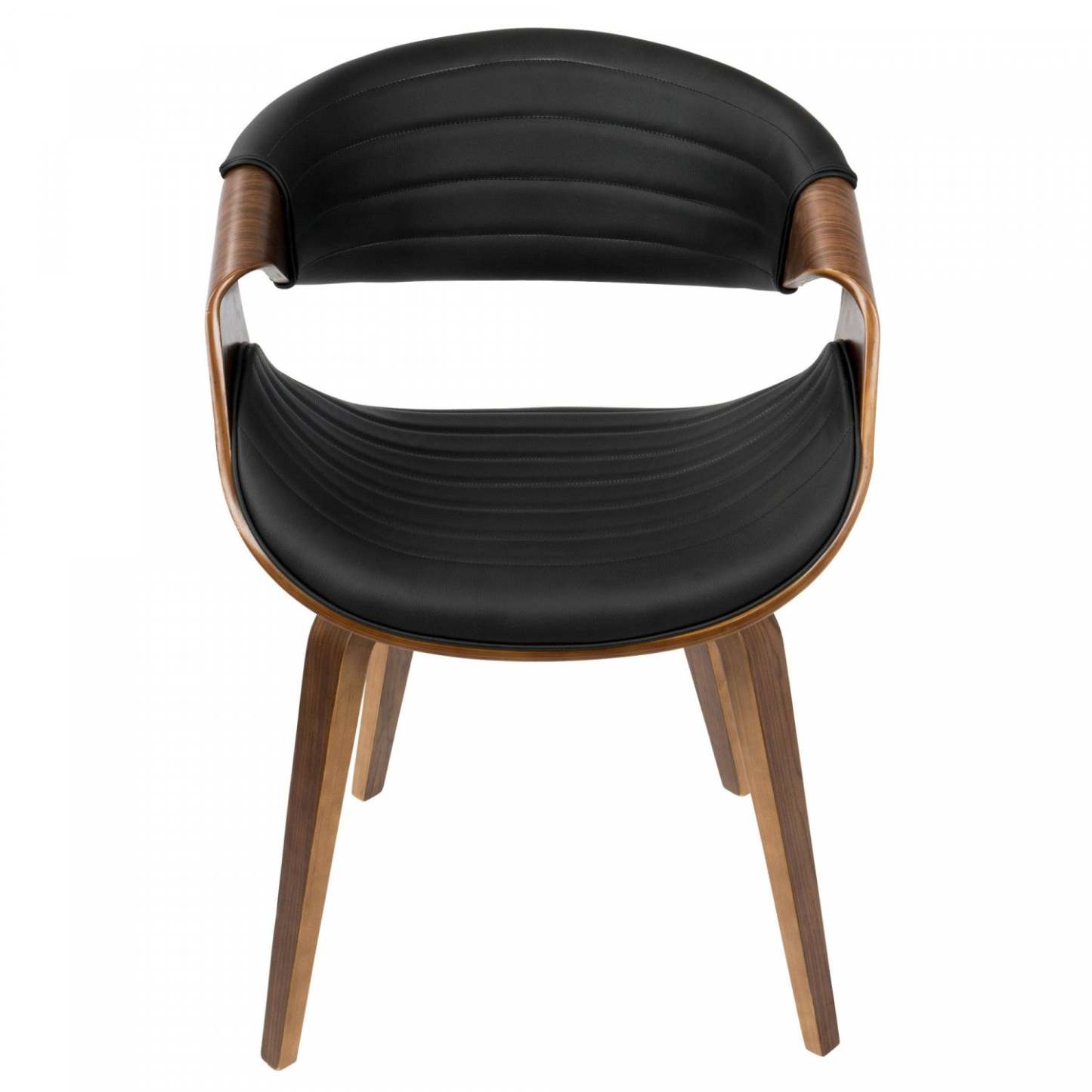 LumiSource Symphony Faux Leather Mid-Century Modern Dining Accent Chair - Walnut/Black|Chaise d'appoint de salle à manger moderne du milieu du 20e siècle Symphony en similicuir - noyer et noir