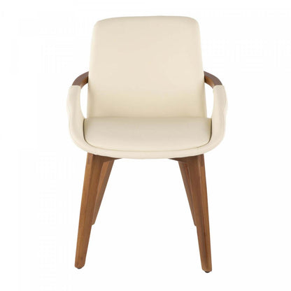 LumiSource Cosmo Faux Leather Mid-Century Dining Chair - Walnut/Cream|Chaise de salle à manger de style du milieu du 20e siècle Cosmo en similicuir - noyer et crème