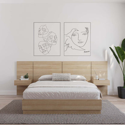 Nordika Milano Floating Nightstand Extension Panel Set Of 2 - Natural Blonde Oak|Ensemble 2 panneaux d'extension pour table de nuit flottante Milano Nordika - chêne blond naturel