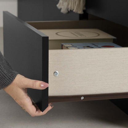 Lit Vito Mates avec tête de lit bibliothèque, noir pur - Lit simple South Shore