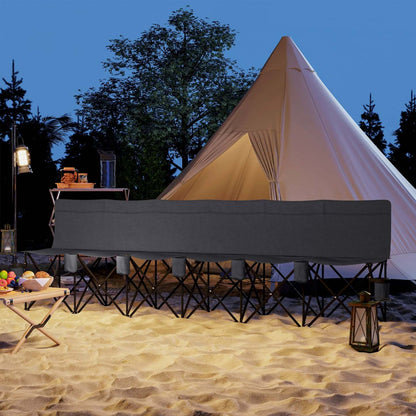 Chaise de camping pliante 6 places Outsunny avec porte-gobelet pour le camping, gris foncé