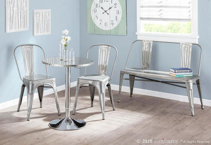 LumiSource Bistro Contemporary Adjustable Round Bar Dining Table - Silver|Table Bistro ronde réglable et contemporaine pour bar ou salle à manger - argentée