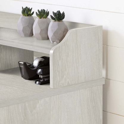 Bureau d'ordinateur Versa avec huche - Chêne d'hiver | Versa Bureau De Travail Pour Ordinateur Avec Huche - Chêne Hivernal