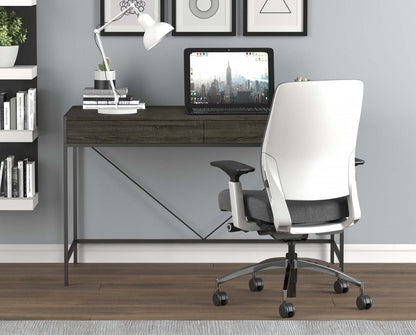 Bureau d'ordinateur de 49 po avec 2 tiroirs - bois gris avec métal noir