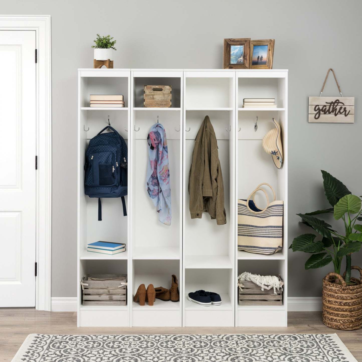 Narrow Entryway Organizer - White|Meuble étroit pour organiser l'entrée - blanc