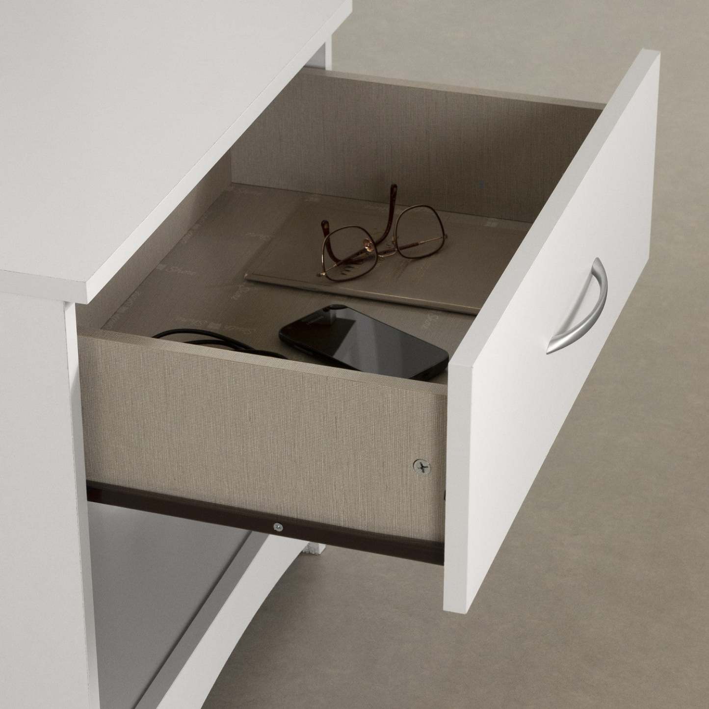 Step One Table De Chevet 1 Tiroir - Table D'Appoint Avec Rangement - Blanc Pur | Step One 1-drawer Nightstand - End Table With Storage - Pure White