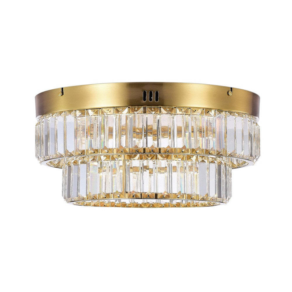 Stella Two-Tier LED Brushed Brass Flush Mount|Plafonnier affleuré à 2 niveaux Stella laiton brossé à DEL|D06HSUFS