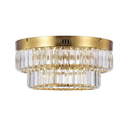 Stella Two-Tier LED Brushed Brass Flush Mount|Plafonnier affleuré à 2 niveaux Stella laiton brossé à DEL|D06HSUFS