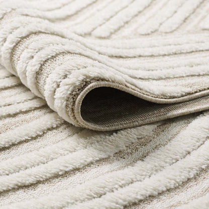 Quinto Brushed Beige Waves Shag Area Rug - 7'7 x 10'|Carpette à poils longs brossé Quinto à motif de vagues - 7 pi 7 po x 10 pi