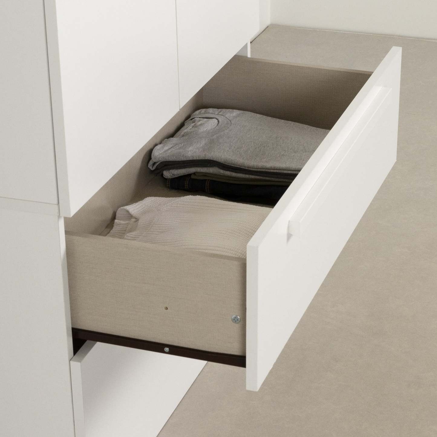 Armoire-penderie Acapella avec portes et tiroirs - Blanc pur | Acapella Armoire Penderie Avec Portes Et Tiroir - Blanc Solide