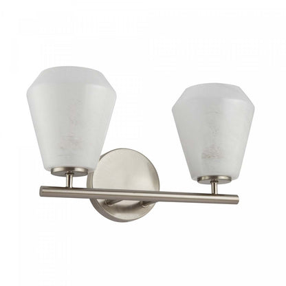 Brooke 2 Light Bathroom Vanity, Brushed Nickel With Wispy White Glassware Lamp | Meuble de Salle de Bain à 2 lampes Brooke, Nickel Brossé avec Abat-jour en Verre Blanc Vaporeux