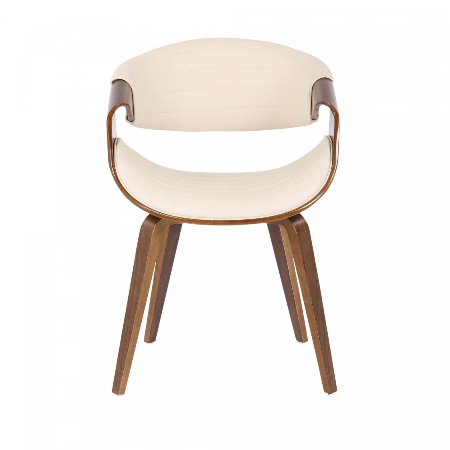 LumiSource Symphony Faux Leather Mid-Century Modern Dining Accent Chair - Walnut/Cream|Chaise d’appoint de salle à manger moderne du milieu du 20e siècle Symphony en similicuir - noyer et crème