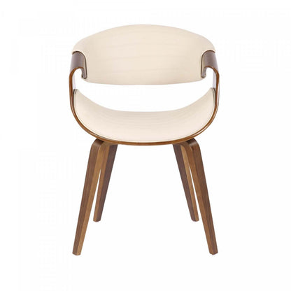 LumiSource Symphony Faux Leather Mid-Century Modern Dining Accent Chair - Walnut/Cream|Chaise d’appoint de salle à manger moderne du milieu du 20e siècle Symphony en similicuir - noyer et crème