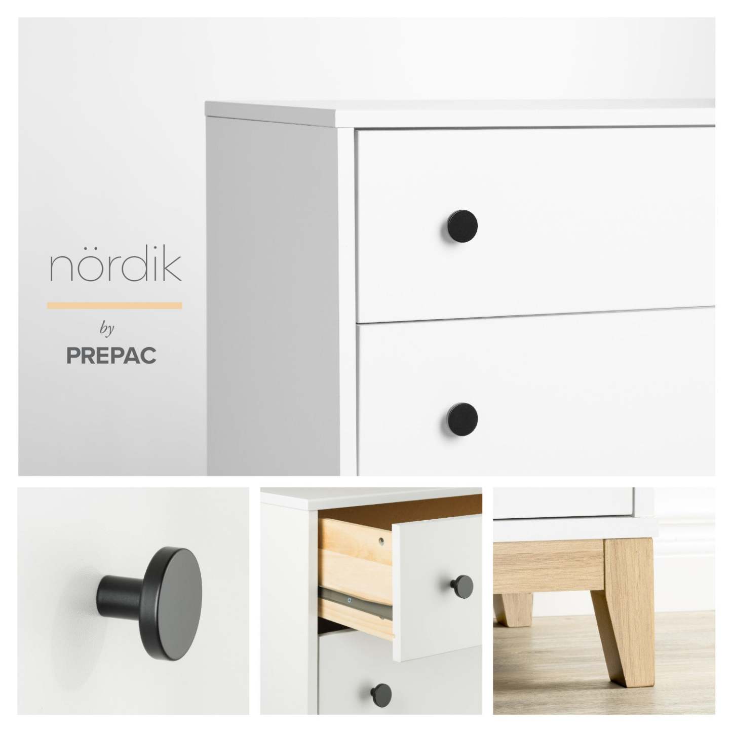 Prepac Nordik 6-Drawer Dresser - White Oak|Commode Nordik de Prepac à 6 tiroirs - chêne blanc