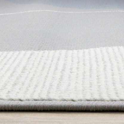 Forte Blue Grey White Half-Circles Geometric Area Rug - 5'3 x 7'5|Tapis géométrique en demi-cercles bleu, gris et blanc Forte - 5 pi 3 po x 7 pi 5 po