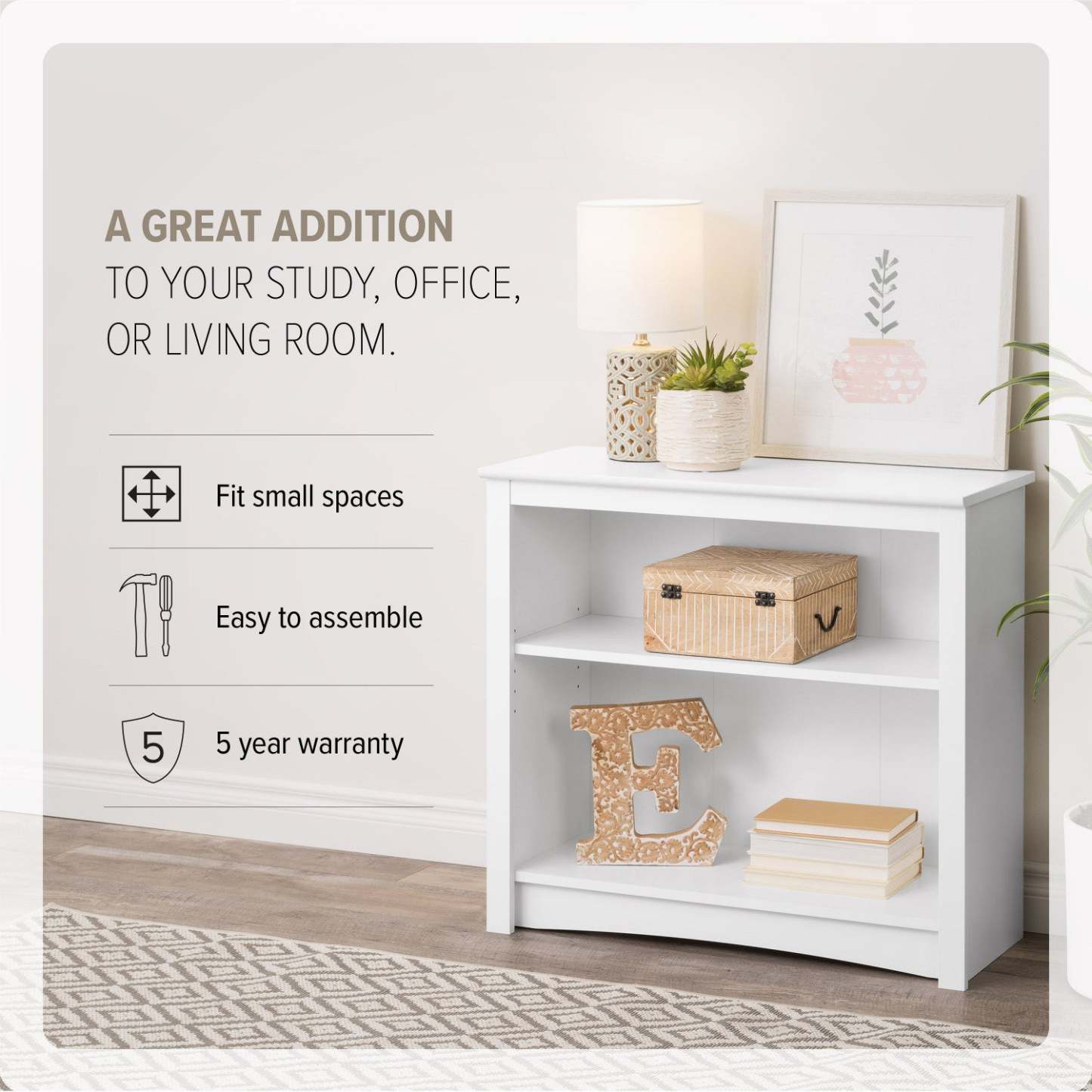 Bibliothèque à deux étagères - Blanc|Bibliothèque à 2 tablettes - blanche