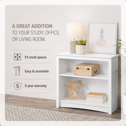 Bibliothèque à deux étagères - Blanc|Bibliothèque à 2 tablettes - blanche