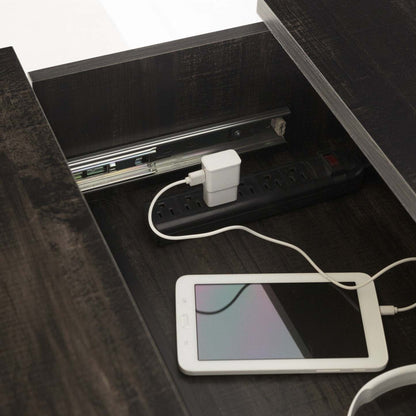 Table de nuit Versa avec station de recharge et tiroirs - Noir frotté|Table de nuit Versa avec station de recharge et tiroirs - noir antique