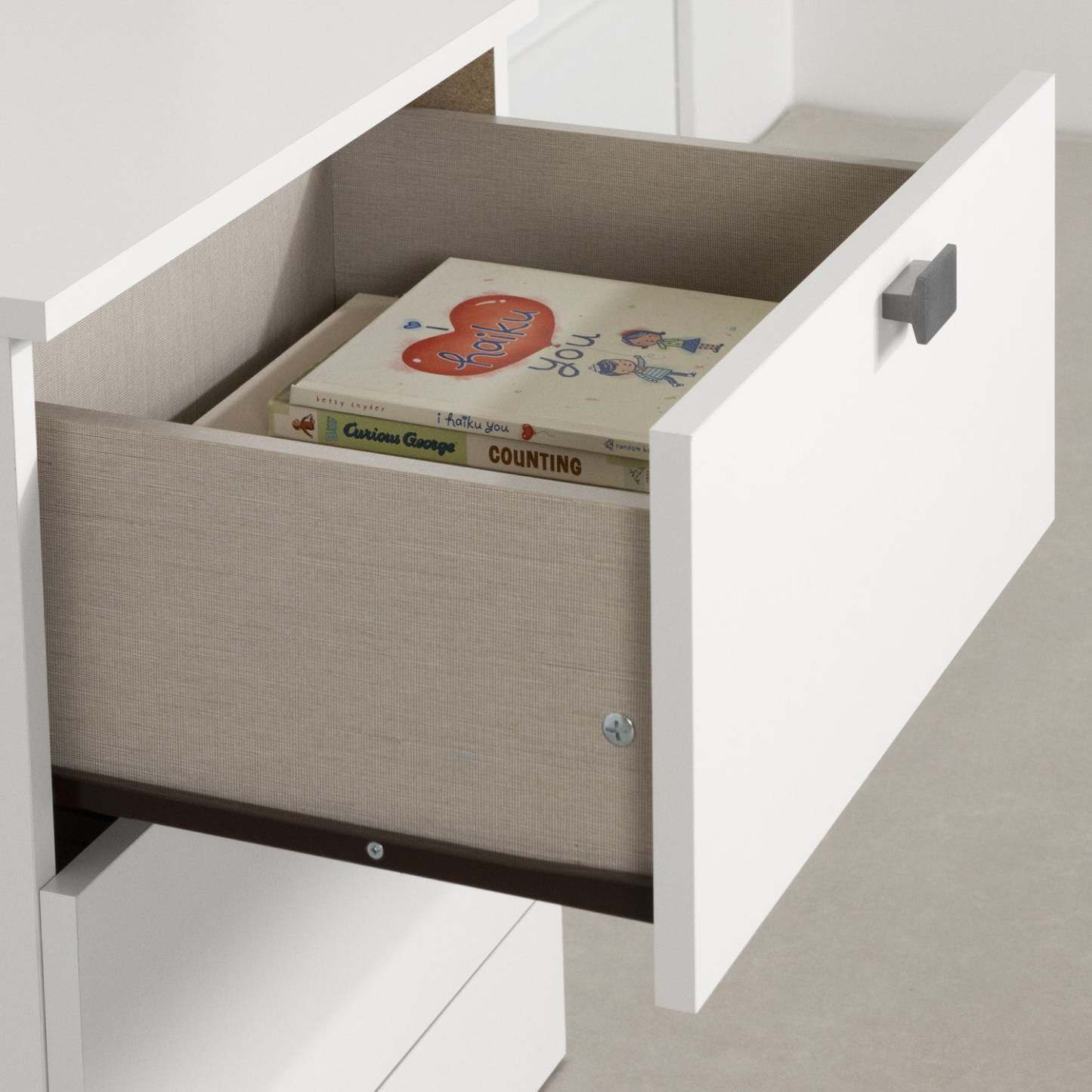 Table de nuit à 2 tiroirs Spark - Blanc pur | Table de nuit Spark à 2 tiroirs - blanc solide