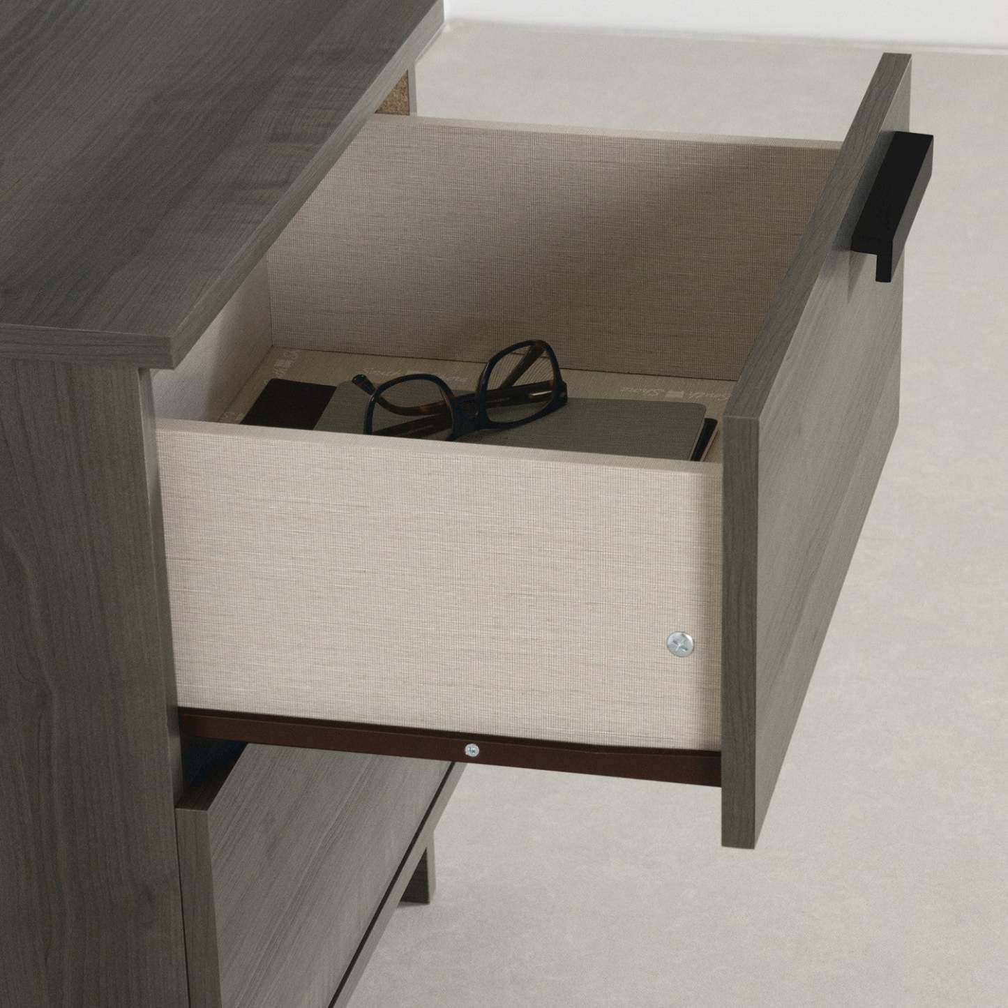 Table de nuit Cavalleri avec 2 tiroirs - Érable gris|Table de nuit Cavalleri à 2 tiroirs - érable cendré