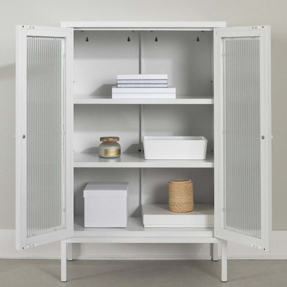 Kodali Glass Door Accent Cabinet - Blanc|Armoire décorative Kodali avec portes en verre - blanche