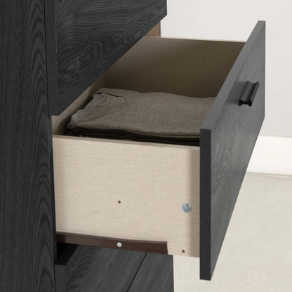 Commode Musano à 5 tiroirs avec pieds en métal - Chêne gris | Commode verticale Musano à 5 tiroirs avec pattes en métal - chêne gris