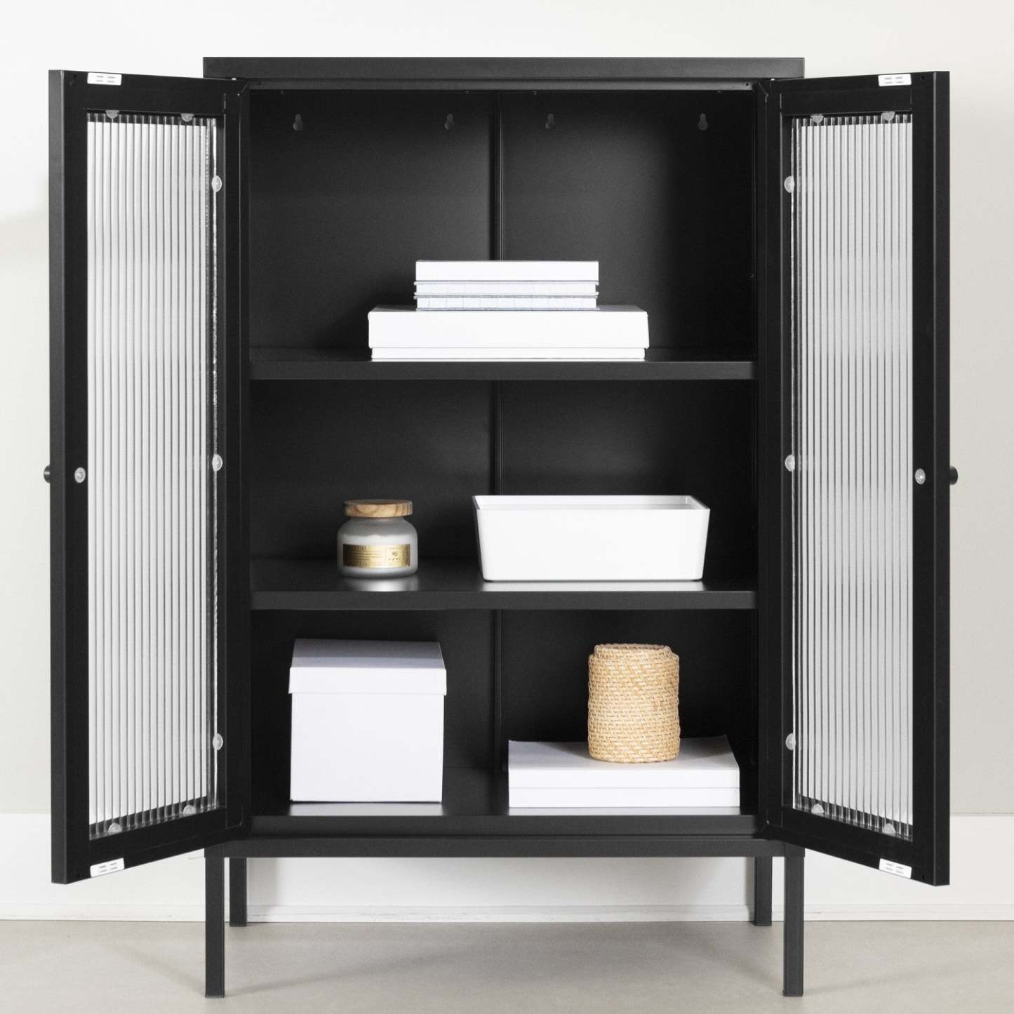 Kodali Glass Door Accent Cabinet - Black|Armoire décorative Kodali avec portes en verre - noire
