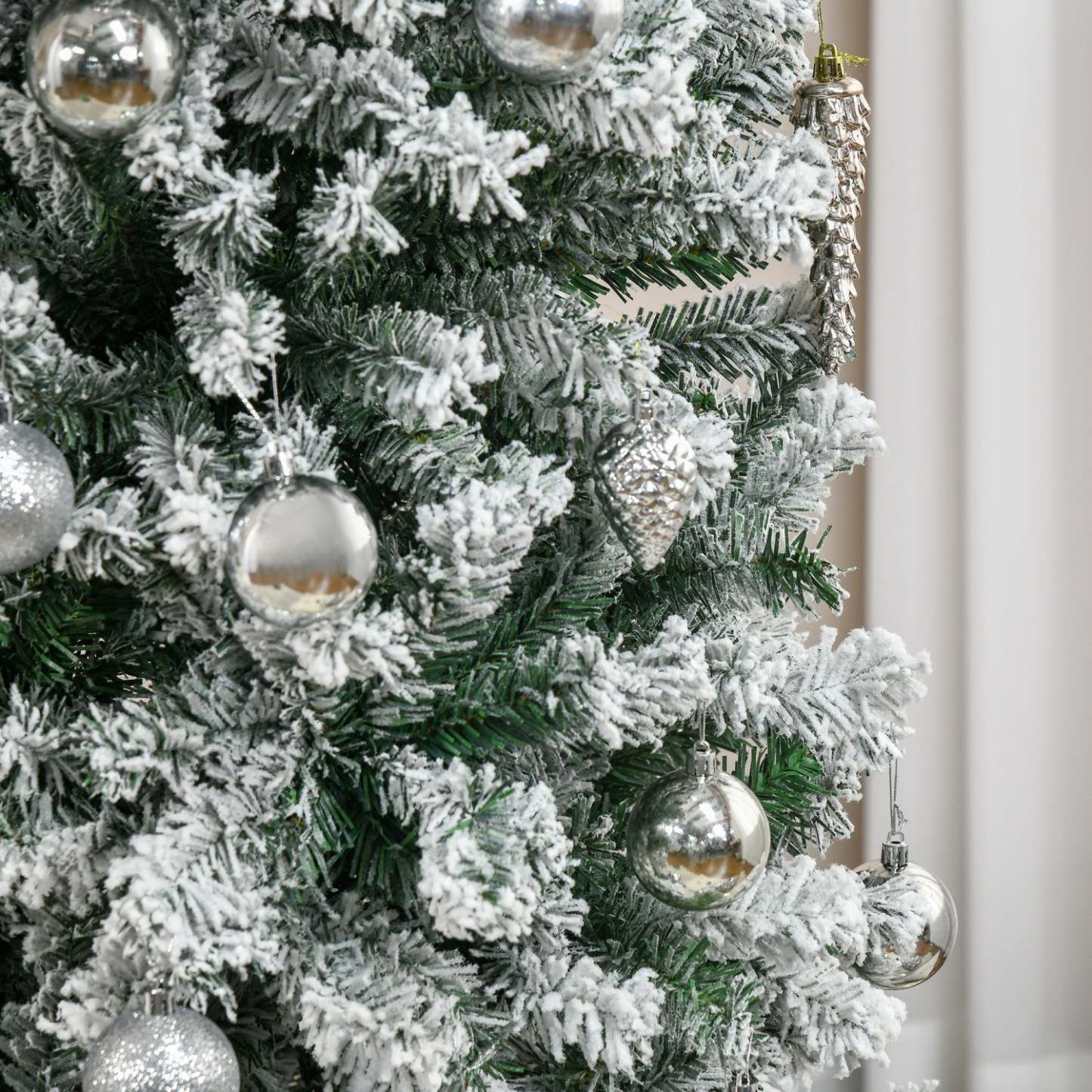 Homcom Snow Flocked Pencil Christmas Tree Slim Artificial Christmas Tree|Homcom Arbre de Noël en Forme de Crayon de Sapin de Noël