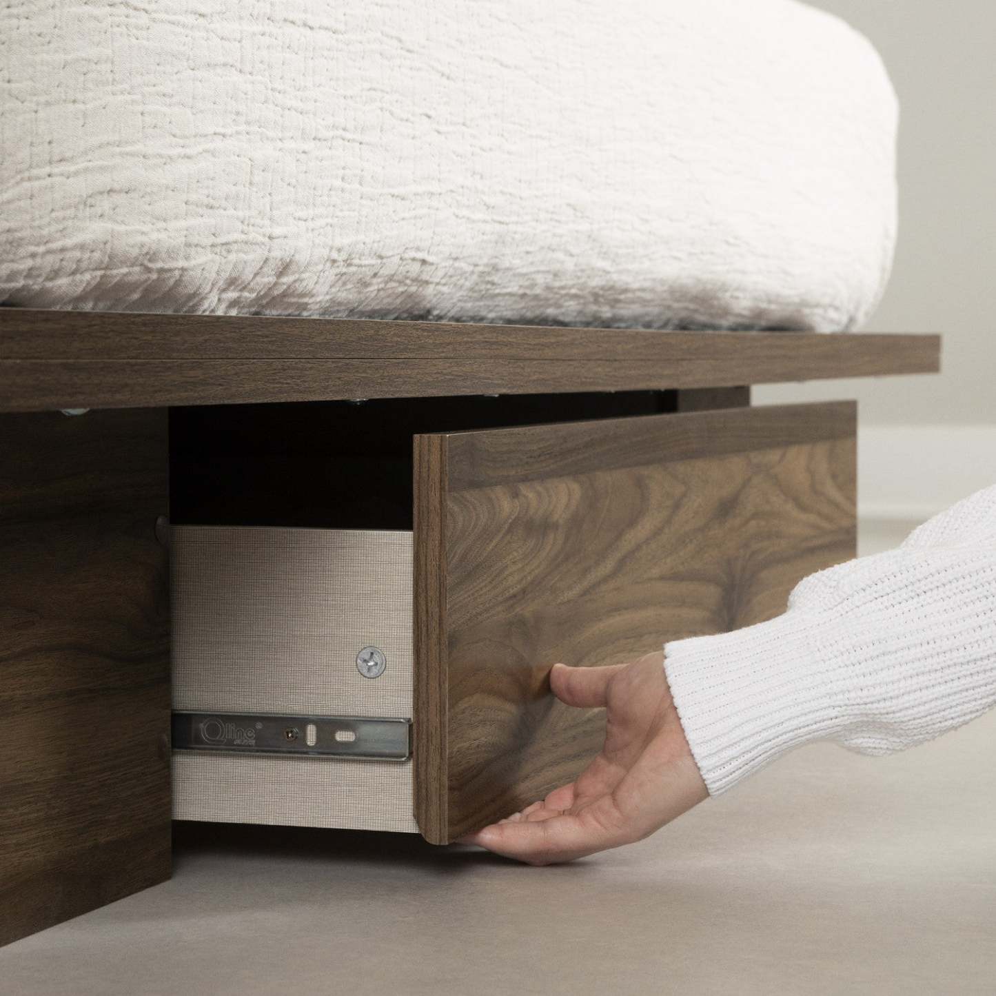 Ensemble lit plateforme et tête de lit Musano en noyer naturel - Lit Queen South Shore