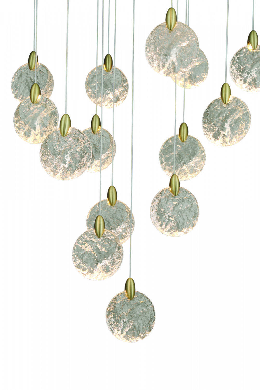 Lustre A 20 lampes A Del Integrees Snowflake, Laiton Satine