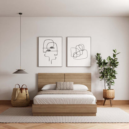 Nordika Milano Lit Plateforme Double - Chêne Brun|Lit double plateforme Milano Nordika - chêne brun