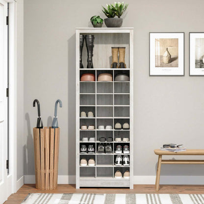 Rustic Ridge Farmhouse Shoe Storage Cabinet - Washed White|Armoire de rangement pour chaussures Rustic Ridge champêtre - blanc vieilli