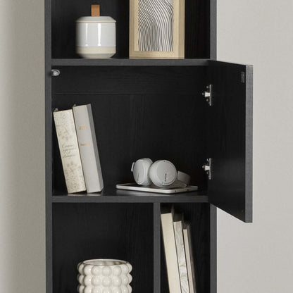 Liora Bibliothèque Étroite 5 Tablettes - Chêne Noir | Bibliothèque étroite à 5 tablettes Liora - Chêne noir