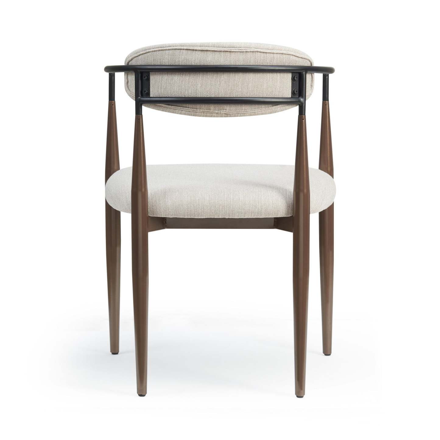 Ensemble de 2 chaises de salle à manger Mila avec tissu rembourré et structure en métal - Beige et noyer | Ensemble De 2 Chaises De Salle À Manger Mila Avec Tissu Rembourré Et Structure Métallique - Beige Et Noyer
