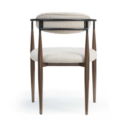 Ensemble de 2 chaises de salle à manger Mila avec tissu rembourré et structure en métal - Beige et noyer | Ensemble De 2 Chaises De Salle À Manger Mila Avec Tissu Rembourré Et Structure Métallique - Beige Et Noyer