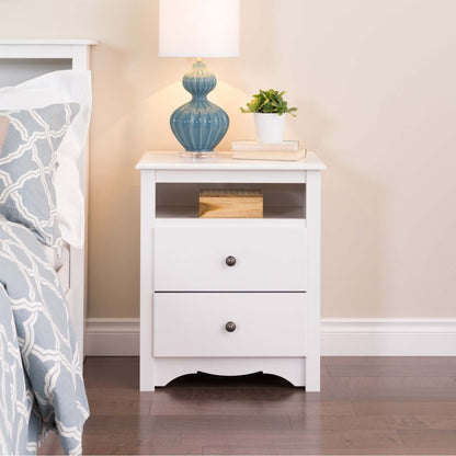 Monterey Tall 2-Drawer Nightstand - Blanc|Table de nuit haute Monterey à 2 tiroirs - blanche