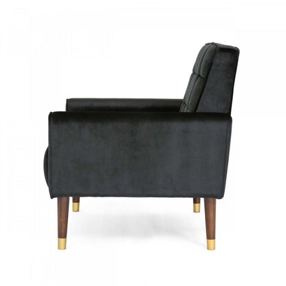 Fauteuil d'appoint moderne Lucas avec dossier capitonné, revêtement en polyester, fauteuil d'appoint noir | Lucas Fauteuil D'appoint Moderne Avec Dossier Capitonne, Revetement En Polyester, Noir