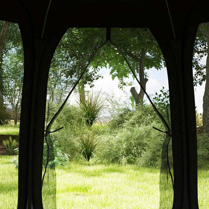 Tente moustiquaire Outsunny 11' X 11,5', gazebo escamotable avec 2 portes, noir|Outsunny Tente Moustiquaire, Tonnelle Escamotable Avec 2 Portes, Noir