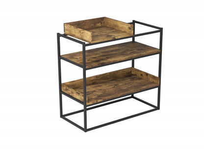 Console de 32 po avec tablette de rangement - bois recyclé brun et métal noir