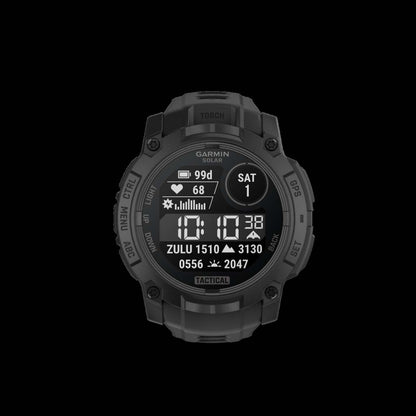 Garmin Instinct 3 50mm - Solaire Tactique, Noir, Gps, Lampe de Poche Led, Mil-std-810, Batterie Illimitée