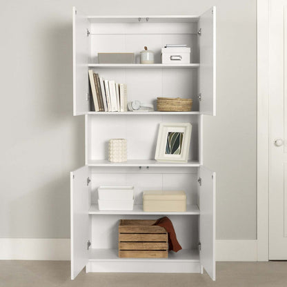 Liora 4-door Bookcase With Open Storage - Pure White | Liora Bibliotheque 4 Portes Et Rangement Ouvert - Blanc Solide