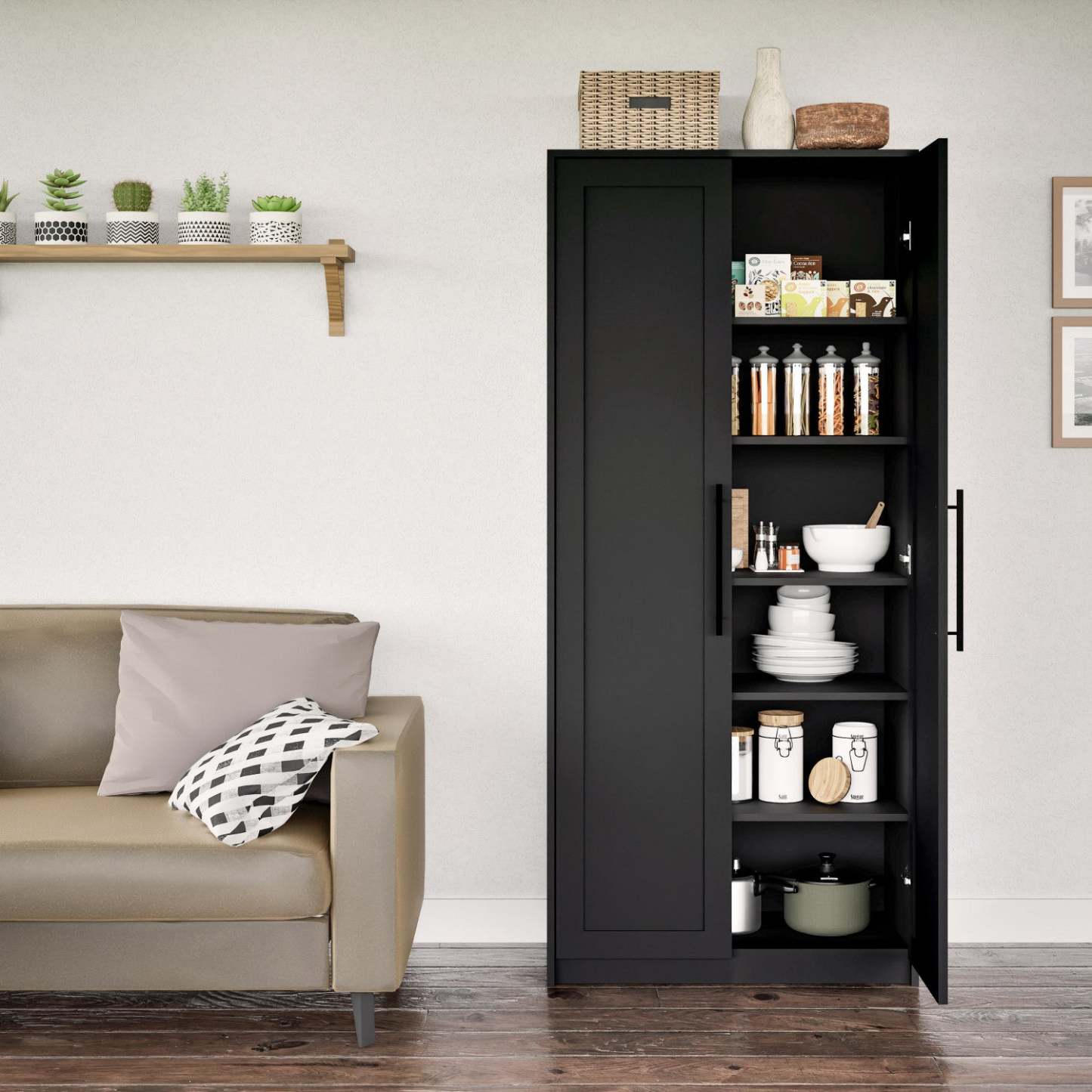 Armoire de rangement Elite Premium Home avec 5 tablettes - Noir|Armoire de rangement Elite Premium Home avec 5 tablettes - noire