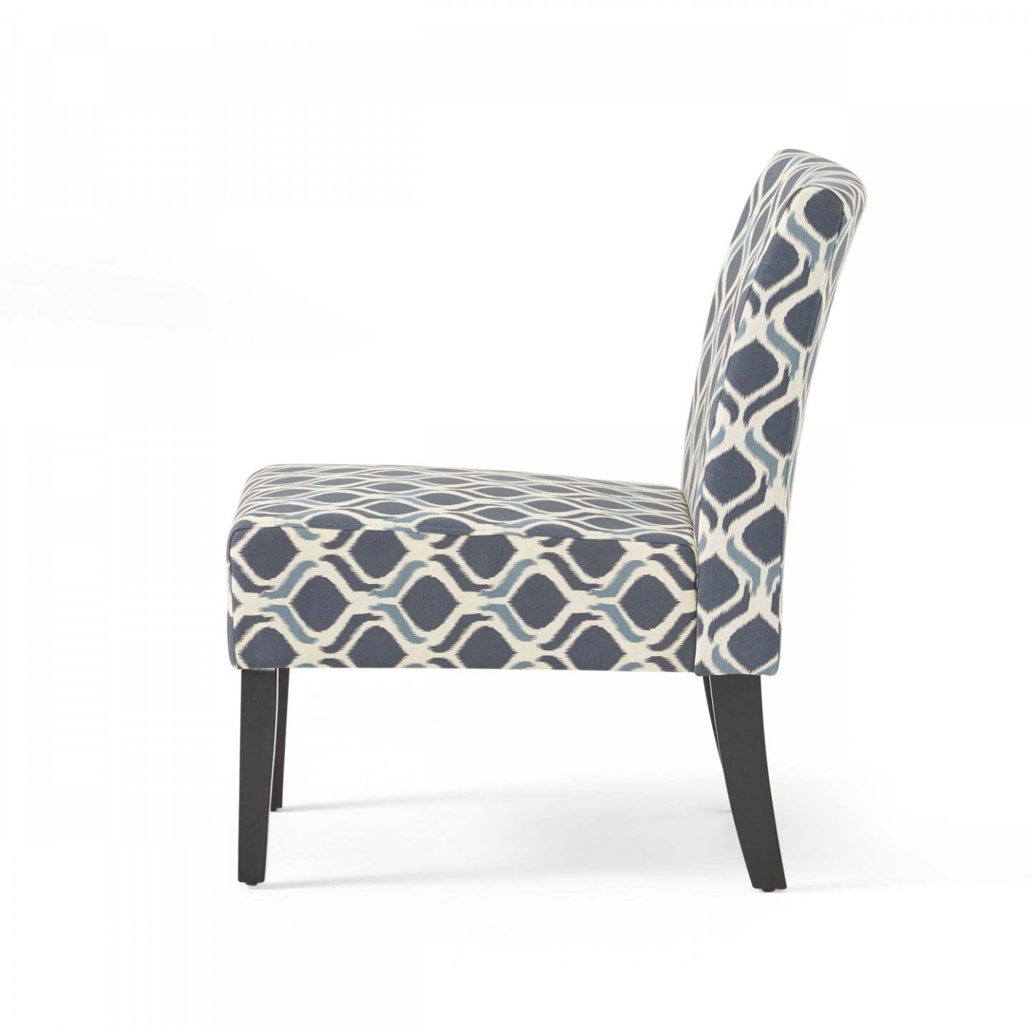 Chaise d'appoint Oliver en tissu d'apparence lin avec pattes en bois d'hévéa - Bleu et gris | Fauteuil D'appoint Oliver En Tissu aspect lin Avec Pieds En Bois Caoutchouc - Bleu Et Gris