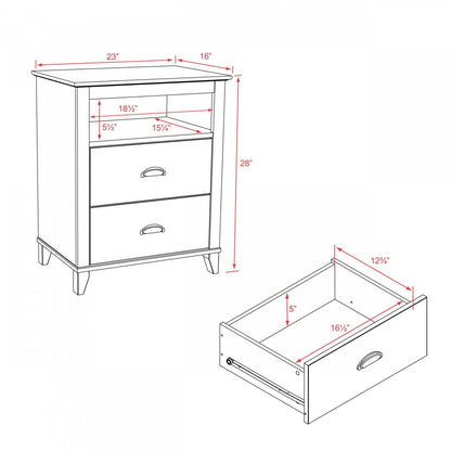 Yaletown 2-Drawer Tall Nightstand - White|Table de nuit haute Yaletown à 2 tiroirs - blanche