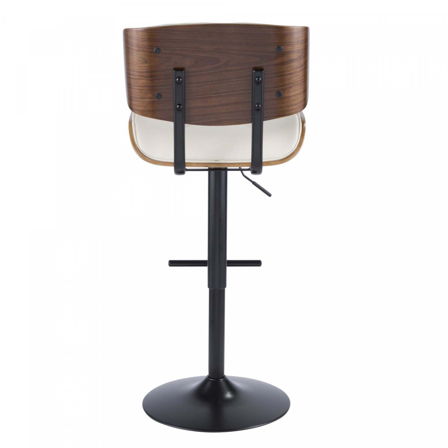 LumiSource Lombardi Faux Leather Mid-Century Modern Adjustable Barstool - Walnut/Cream|Tabouret de bar réglable moderne du milieu du 20e siècle Lombardi en similicuir - noyer/crème