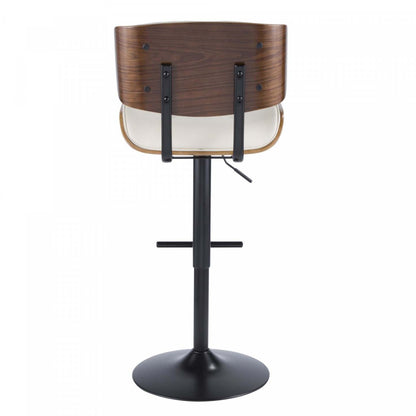 LumiSource Lombardi Faux Leather Mid-Century Modern Adjustable Barstool - Walnut/Cream|Tabouret de bar réglable moderne du milieu du 20e siècle Lombardi en similicuir - noyer/crème