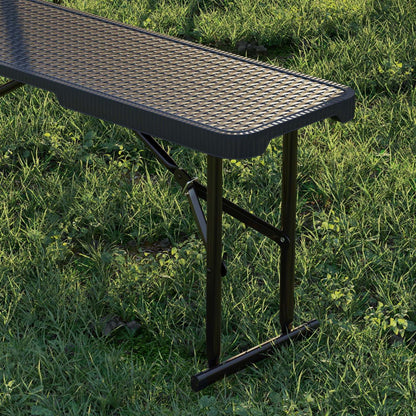 Outsunny table de pique-nique pliante en faux rotin de 6 pieds en 3 pièces avec 2 bancs, noire