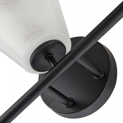 Meuble-lavabo de salle de bain à 4 lumières Brooke, noir avec lampe en verrerie blanche vaporeuse | Luminaire De Salle De Bain A 4 lampes Brooke, Noir Avec Verre Blanc Vaporeux