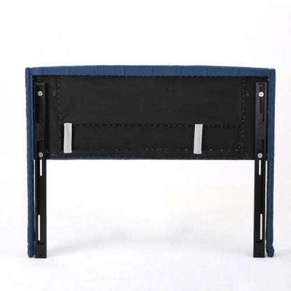 Hansen Tête de lit à oreilles rembourrée avec capitonnage de boutons, très grand lit, bleu marine foncé | Hansen Tete De Lit Capitonnee A Dossier Aile Avec Boutons, Taille King, Bleu Marine Fonce