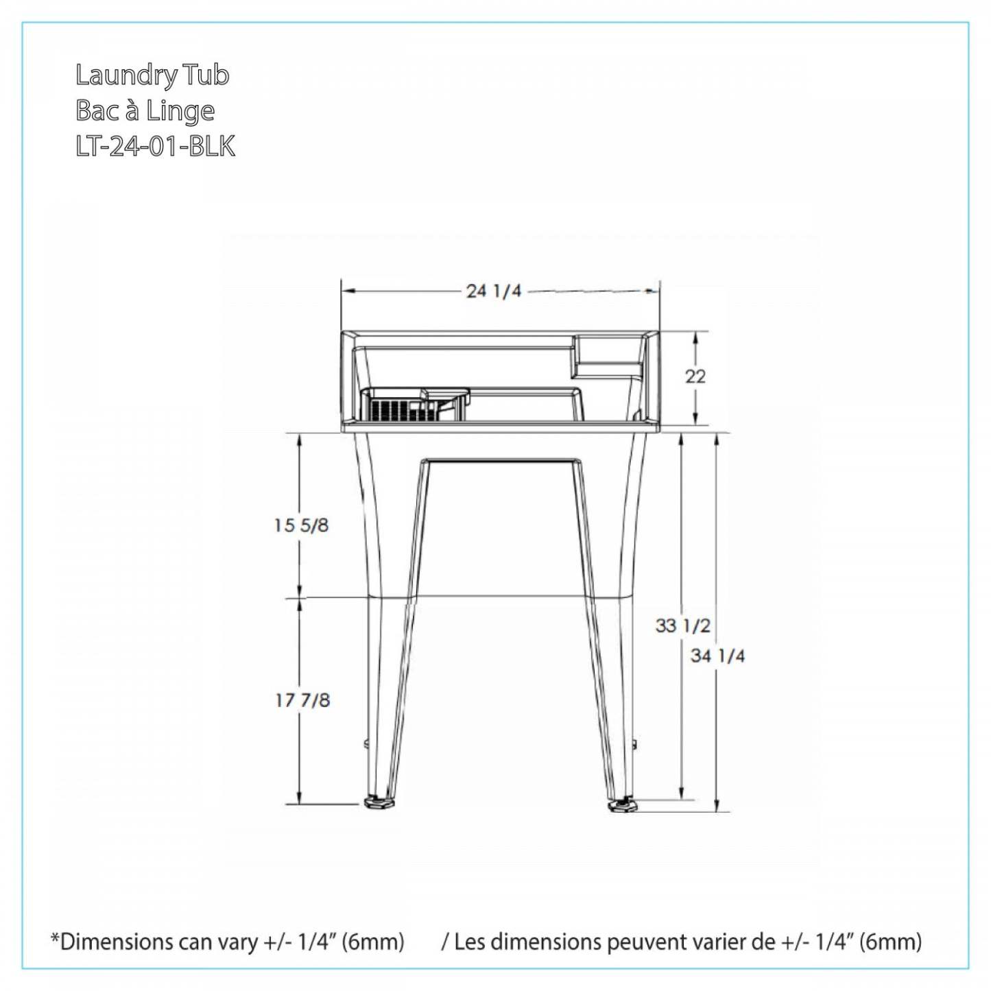 Palary Laundry Tub Accent Cabinet - Black|Armoire d'appoint Palary avec cuve pour la buanderie - noire